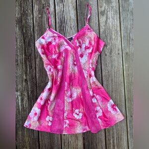 Thalia Sodi Bright Pink/Fuchsia, Green & Cream Lace Floral XXL Slip Nightgown